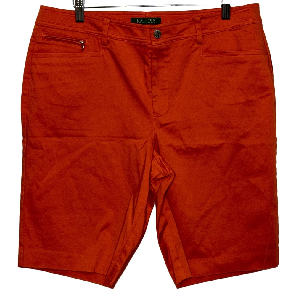 NEW NWOT LAUREN Ralph Lauren Orange Cotton Spandex Bermuda Shorts Womens Size 12